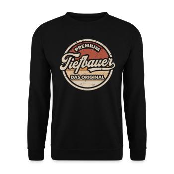 Tiefbauer Original Vintage Tiefbau - Unisex Pullover - Schwarz - Vorne - Alina (178cm) & Michal (187cm)