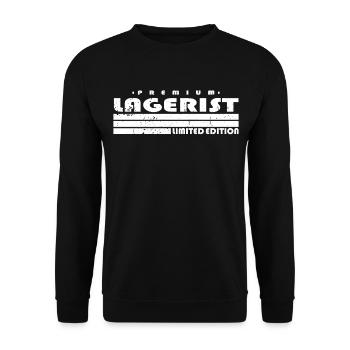 Lagerist Limited Edition Lagerlogistik - Unisex Pullover - Schwarz - Vorne - Alina (178cm) & Michal (187cm)