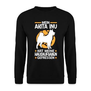 Mein Akita Inu hat meine Hausaufgaben gefressen - Unisex Pullover - Schwarz - Vorne - Alina (178cm) & Michal (187cm)