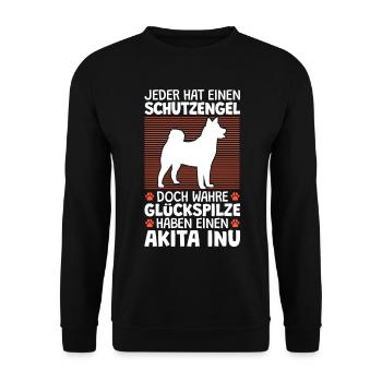 Akita Inu ist mein Schutzengel japanischer Spitz - Unisex Pullover - Schwarz - Vorne - Alina (178cm) & Michal (187cm)