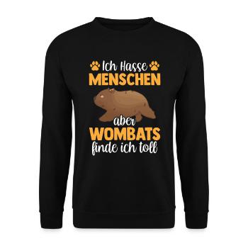 Wombat finde ich toll Australien Beuteltier - Unisex Pullover - Schwarz - Vorne - Alina (178cm) & Michal (187cm)