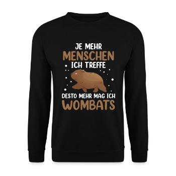 Wombat mehr mögen Beuteltier Wombat - Unisex Pullover - Schwarz - Vorne - Alina (178cm) & Michal (187cm)
