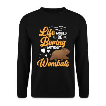 Leben wäre langweilig ohne Wombat - Unisex Pullover - Schwarz - Vorne - Alina (178cm) & Michal (187cm)