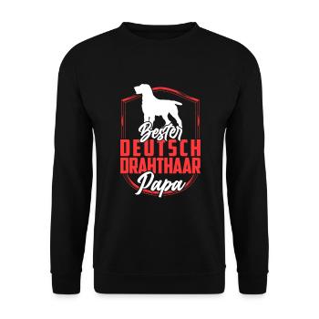Deutsch Drahthaar Papa Deutsch Drahthaar - Unisex Pullover - Schwarz - Vorne - Alina (178cm) & Michal (187cm)