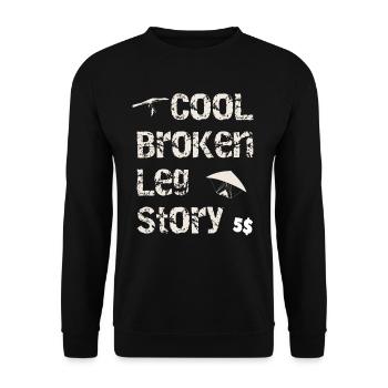 Broken Leg Story Funny Paragliit Extreme Sports - Unisex Sweatshirt - black - Front - Alina (178cm) & Michal (187cm)