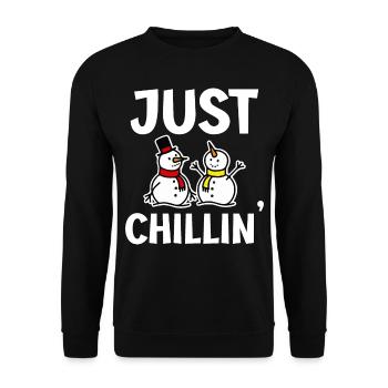Snowman - Just Chillin - Unisex Sweatshirt - black - Front - Alina (178cm) & Michal (187cm)