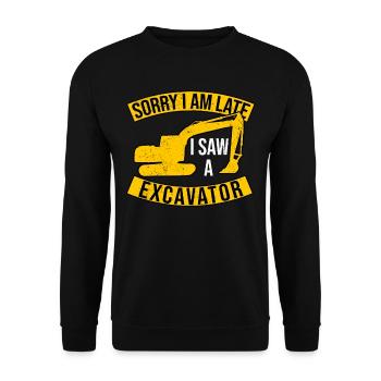 Baggerfahrer I Saw A Excavator - Unisex Pullover - Schwarz - Vorne - Alina (178cm) & Michal (187cm)