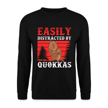 Abgelenkt durch Quokkas Beuteltier Quokka - Unisex Pullover - Schwarz - Vorne - Alina (178cm) & Michal (187cm)