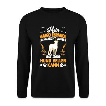 Mein Galgo schnarcht lauter Galgo Espanol - Unisex Pullover - Schwarz - Vorne - Alina (178cm) & Michal (187cm)