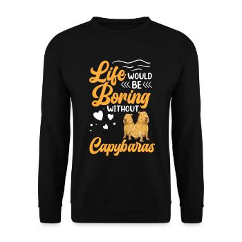 Capybara Leben ist langweilig ohne Capybara - Unisex Pullover - Schwarz - Vorne - Alina (178cm) & Michal (187cm)
