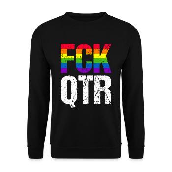 FCK QTR Fußball Fußballer - Unisex Pullover - Schwarz - Vorne - Alina (178cm) & Michal (187cm)