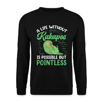 Kakapo Leben ohne flugunfähiger Kakapo - Unisex Pullover - Schwarz - Vorne - Alina (178cm) & Michal (187cm)