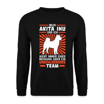Mein Akita Inu und Ich sind unschlagbar - Unisex Pullover - Schwarz - Vorne - Alina (178cm) & Michal (187cm)