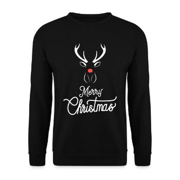 Weihnachts Rentier mit roter Nase - Unisex Pullover - Schwarz - Vorne - Alina (178cm) & Michal (187cm)