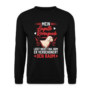 Lagotto Romagnolo liegt nicht rum Trüffelhund - Unisex Pullover - Schwarz - Vorne - Alina (178cm) & Michal (187cm)