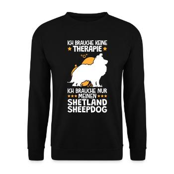 Ich brauche nur meinen Shetland Sheepdog - Unisex Pullover - Schwarz - Vorne - Alina (178cm) & Michal (187cm)