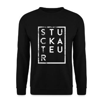Stuckateur Minimalismus - Unisex Pullover - Schwarz - Vorne - Alina (178cm) & Michal (187cm)