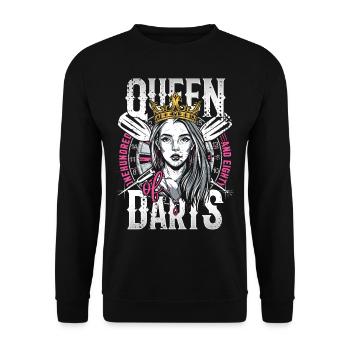 Retro Dart Motifs & Vintage Dartboard 180 Dart - Unisex Sweatshirt - black - Front - Alina (178cm) & Michal (187cm)