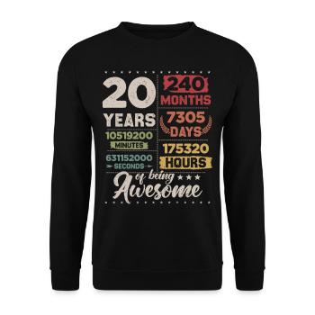 20 ans rétro impressionnant Compte à rebours du 20e anniversaire - Sweat-shirt Unisexe - noir - Devant - Alina (178cm) & Michal (187cm)
