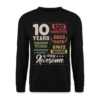 10 Years Awesome Retro 10. Geburtstag Countdown - Unisex Pullover - Schwarz - Vorne - Alina (178cm) & Michal (187cm)