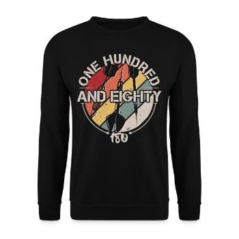 Retro Dart Motifs & Vintage Dartboard 180 Dart - Unisex Sweatshirt - black - Front - Alina (178cm) & Michal (187cm)