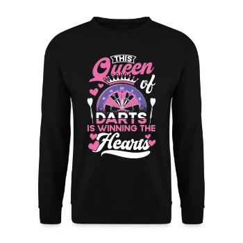 Retro Dart Motifs & Vintage Dartboard 180 Dart - Unisex Sweatshirt - black - Front - Alina (178cm) & Michal (187cm)