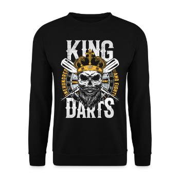 Retro Dart Motifs & Vintage Dartboard 180 Dart - Unisex Sweatshirt - black - Front - Alina (178cm) & Michal (187cm)
