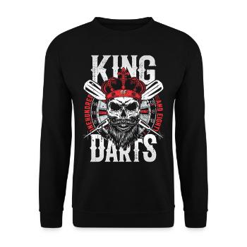 Retro Dart Motifs & Vintage Dartboard 180 Dart - Unisex Sweatshirt - black - Front - Alina (178cm) & Michal (187cm)