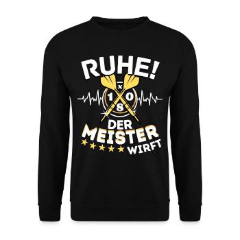 Retro Dartmotive & vintage Dartscheibe 180 Dart - Unisex Pullover - Schwarz - Vorne - Alina (178cm) & Michal (187cm)