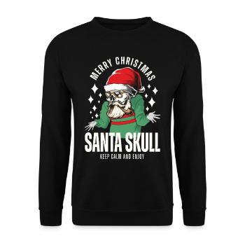 Nikolaus Totenkopf Weihnachts Design - Unisex Pullover - Schwarz - Vorne - Alina (178cm) & Michal (187cm)