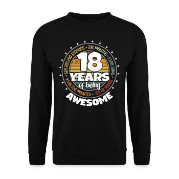 18 Years Awesome Retro 18th Birthday Countdown - Unisex Sweatshirt - black - Front - Alina (178cm) & Michal (187cm)