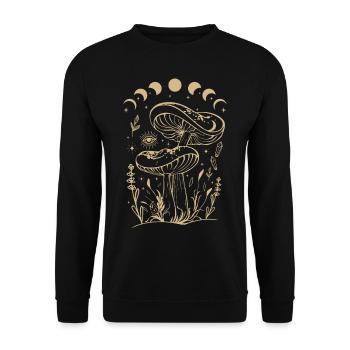 Boho Mushrooms & Minimalism Goblincore Aesthetic - Unisex Sweatshirt - black - Front - Alina (178cm) & Michal (187cm)