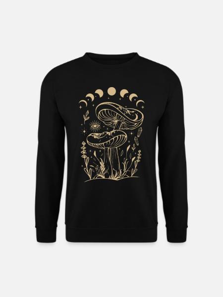 Boho Pilze & Minimalismus Goblincore Aesthetic - Unisex Pullover - Schwarz