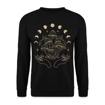 Boho Mushrooms & Minimalism Goblincore Aesthetic - Unisex Sweatshirt - black - Front - Alina (178cm) & Michal (187cm)