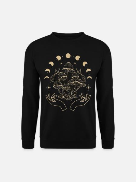 Boho Pilze & Minimalismus Goblincore Aesthetic - Unisex Pullover - Schwarz