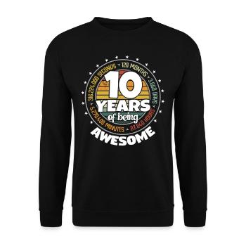 10 Years Awesome Retro 10th Birthday Countdown - Unisex Sweatshirt - black - Front - Alina (178cm) & Michal (187cm)