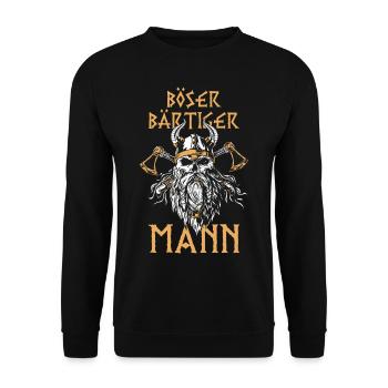 Böser bärtiger Mann! Nordische Mythologie Wikinger - Unisex Pullover - Schwarz - Vorne - Alina (178cm) & Michal (187cm)