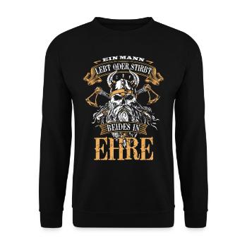 Böser bärtiger Mann! Nordische Mythologie Wikinger - Unisex Pullover - Schwarz - Vorne - Alina (178cm) & Michal (187cm)