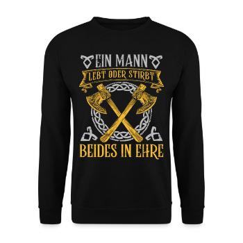 Böser bärtiger Mann! Nordische Mythologie Wikinger - Unisex Pullover - Schwarz - Vorne - Alina (178cm) & Michal (187cm)