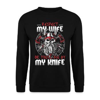 Bad bearded man! Norse mythology Vikings - Unisex Sweatshirt - black - Front - Alina (178cm) & Michal (187cm)