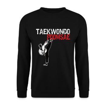 Cool Taekwondo Poomsae Blackbelt Uniform - Unisex Sweatshirt - black - Front - Alina (178cm) & Michal (187cm)