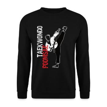Cool Taekwondo Poomsae Blackbelt Uniform - Unisex Sweatshirt - black - Front - Alina (178cm) & Michal (187cm)