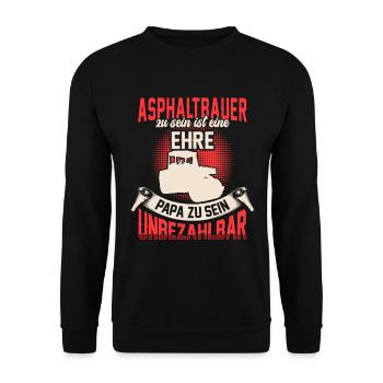 Asphaltbauer zu sein ist eine Ehre Asphaltierer - Unisex Pullover - Schwarz - Vorne - Alina (178cm) & Michal (187cm)