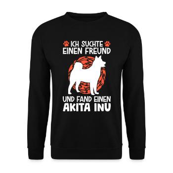 Akita Inu gefunden japanischer Spitz - Unisex Pullover - Schwarz - Vorne - Alina (178cm) & Michal (187cm)