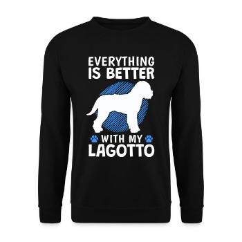 Everything better with Lagotto Romagnolo Truffle Dog - Unisex Sweatshirt - black - Front - Alina (178cm) & Michal (187cm)