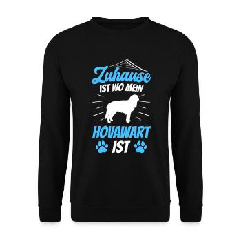 Zuhause ist wo mein Hovawart ist Hovawart - Unisex Pullover - Schwarz - Vorne - Alina (178cm) & Michal (187cm)