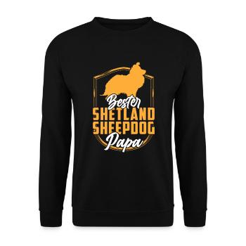 Shetland Sheepdog Papa britischer Sheepdog - Unisex Pullover - Schwarz - Vorne - Alina (178cm) & Michal (187cm)