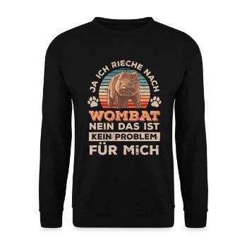 Rieche nach Wombat Australien Beuteltier - Unisex Pullover - Schwarz - Vorne - Alina (178cm) & Michal (187cm)