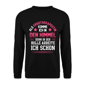 Ergotherapeutin kommen in Himmel Ergotherapie - Unisex Pullover - Schwarz - Vorne - Alina (178cm) & Michal (187cm)