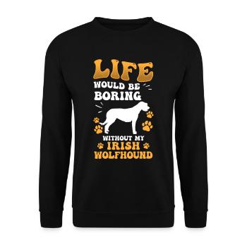 Irish Wolfhound Boring Ireland Greyhound - Sweat-shirt Unisexe - noir - Devant - Alina (178cm) & Michal (187cm)